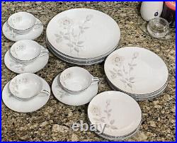 NORITAKE Melrose Platinum Coupe Pattern China 20pc 4 X 5 Piece Place Settings