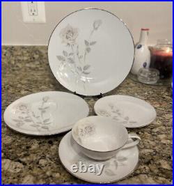 NORITAKE Melrose Platinum Coupe Pattern China 20pc 4 X 5 Piece Place Settings