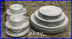 NORITAKE Melrose Platinum Coupe Pattern China 20pc 4 X 5 Piece Place Settings