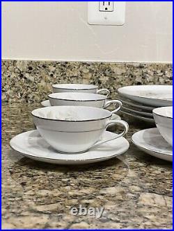 NORITAKE Melrose Platinum Coupe Pattern China 20pc 4 X 5 Piece Place Settings