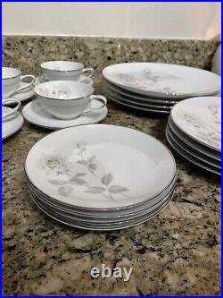 NORITAKE Melrose Platinum Coupe Pattern China 20pc 4 X 5 Piece Place Settings