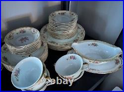 NORITAKE RAMONA 6504 FLORAL Pattern Gold Trim 33 PIECES PLATES BOWL VINTAGE