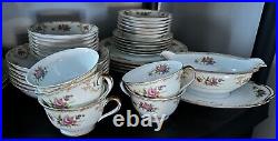 NORITAKE RAMONA 6504 FLORAL Pattern Gold Trim 33 PIECES PLATES BOWL VINTAGE