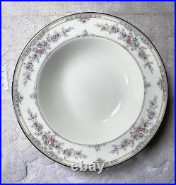 NORITAKE Shenandoah Floral Rim Soup Bowl Set of 4, Bone China, Platinum Trim