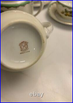 NORITAKE TEA SET- 17 PCS VINTAGE Mint Green/Floral- M- Hand Painted