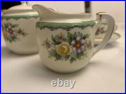 NORITAKE TEA SET- 17 PCS VINTAGE Mint Green/Floral- M- Hand Painted