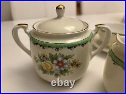 NORITAKE TEA SET- 17 PCS VINTAGE Mint Green/Floral- M- Hand Painted
