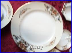 NORITAKE china 42200 GOLD ORANGE BLUE FLOWERS 97 PIECE DINNERWARE SET