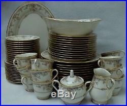 NORITAKE china GALLERY 7246 pattern 65-piece SET SERVICE for 12 with 5 Serving