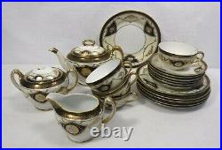 NORITAKE china GILDED GOLD & COBALT pattern 21-piece TEA or DESSERT Set Teapot