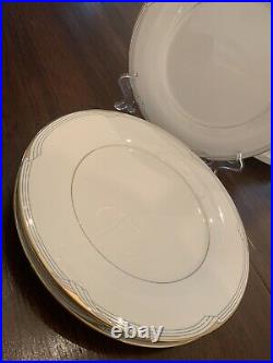 NORITAKE china GOLDEN COVE 7719 pattern dinner plates, set of 4 unused