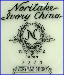 NORITAKE china IVORY & EBONY 7274 pattern 60-piece SET Service for 12