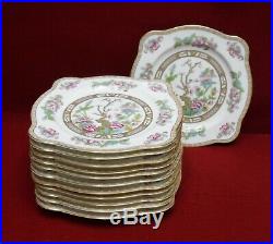 NORITAKE china PARNELL 302 pattern Set of 12 Square LUNCHEON Plates -Indian Tree