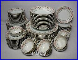 NORITAKE china ROSANNE 5692 84-piece SET SERVICE for 12 + Fruit & Soup Bowls