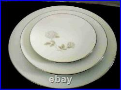 NORITAKE china ROSAY 29 piece Set Gray White Rose Euc