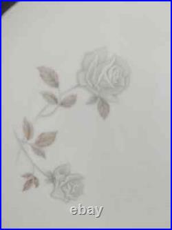 NORITAKE china ROSAY 29 piece Set Gray White Rose Euc