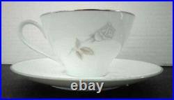 NORITAKE china ROSAY 29 piece Set Gray White Rose Euc