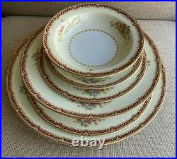 Noritake 30 Pc Set (5 Pl Settings) Pattern (Mystery #179) Maroon Rope Band 1945