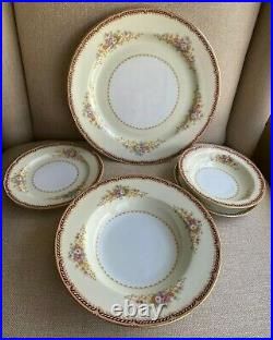 Noritake 30 Pc Set (5 Pl Settings) Pattern (Mystery #179) Maroon Rope Band 1945