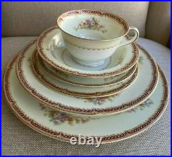 Noritake 42 Pc Set (6 Pl Settings) Pattern (Mystery #179) Maroon Rope Band 1945