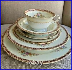 Noritake 42 Pc Set (6 Pl Settings) Pattern (Mystery #179) Maroon Rope Band 1945