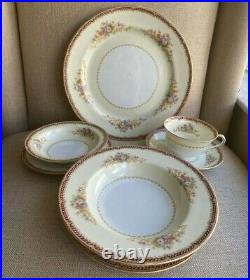 Noritake 42 Pc Set (6 Pl Settings) Pattern (Mystery #179) Maroon Rope Band 1945