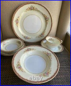 Noritake 42 Pc Set (6 Pl Settings) Pattern (Mystery #179) Maroon Rope Band 1945