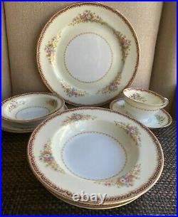 Noritake 42 Pc Set (6 Pl Settings) Pattern (Mystery #179) Maroon Rope Band 1945