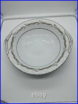 Noritake 5526 GAYLORD 57 Pc White Silver Gray Leaves China Set From Japan