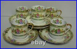 Noritake ALICIA Demitasse Cups (Flat) and Saucers ELEVEN PIECE SET