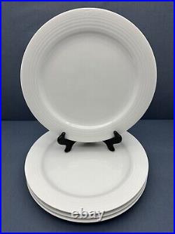 Noritake ARCTIC WHITE Embossed Rim 10 5/8 DINNER PLATES All White SET OF 4 #A