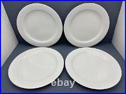 Noritake ARCTIC WHITE Embossed Rim 10 5/8 DINNER PLATES All White SET OF 4 #A