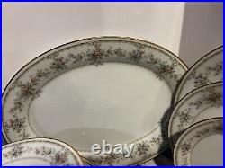 Noritake Appliqué 3016 24 Pc-plates, Bread, Salad, CRM & Sug, Serve Pieces Beaut