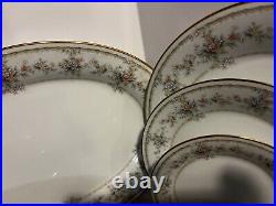 Noritake Appliqué 3016 24 Pc-plates, Bread, Salad, CRM & Sug, Serve Pieces Beaut