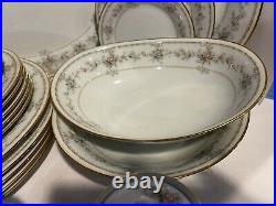 Noritake Appliqué 3016 24 Pc-plates, Bread, Salad, CRM & Sug, Serve Pieces Beaut