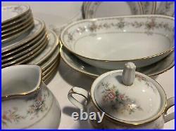 Noritake Appliqué 3016 24 Pc-plates, Bread, Salad, CRM & Sug, Serve Pieces Beaut