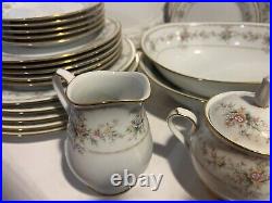 Noritake Appliqué 3016 24 Pc-plates, Bread, Salad, CRM & Sug, Serve Pieces Beaut