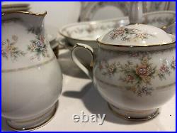 Noritake Appliqué 3016 24 Pc-plates, Bread, Salad, CRM & Sug, Serve Pieces Beaut
