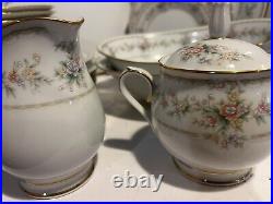 Noritake Appliqué 3016 24 Pc-plates, Bread, Salad, CRM & Sug, Serve Pieces Beaut
