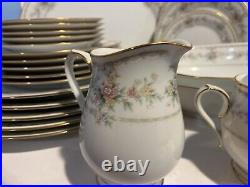 Noritake Appliqué 3016 24 Pc-plates, Bread, Salad, CRM & Sug, Serve Pieces Beaut