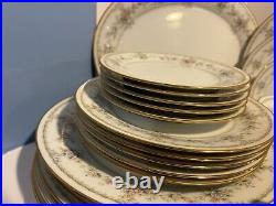 Noritake Appliqué 3016 24 Pc-plates, Bread, Salad, CRM & Sug, Serve Pieces Beaut