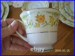 Noritake Atwood Pattern 2672 Platinum Green, Rust & Yellow Floral Pattern 43