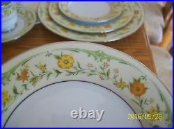 Noritake Atwood Pattern 2672 Platinum Green, Rust & Yellow Floral Pattern 43