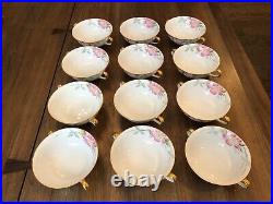 Noritake Azalea Flat Cream Soup Bowls with Handles 19322 Old Red Stamp SET OF 12
