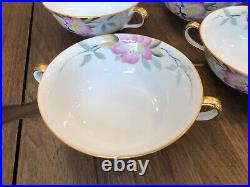 Noritake Azalea Flat Cream Soup Bowls with Handles 19322 Old Red Stamp SET OF 12