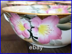 Noritake Azalea Flat Cream Soup Bowls with Handles 19322 Old Red Stamp SET OF 12
