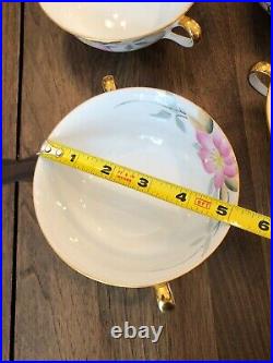 Noritake Azalea Flat Cream Soup Bowls with Handles 19322 Old Red Stamp SET OF 12