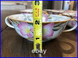 Noritake Azalea Flat Cream Soup Bowls with Handles 19322 Old Red Stamp SET OF 12