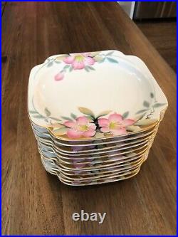 Noritake Azalea Square Salad Plates 7 5/8 19322 Red Stamp RARE SET OF 12