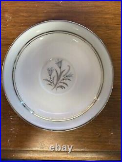 Noritake Blue Bell Platinum Rim #5558 6 setting tea set WithCreamer & Sugar Bowl
